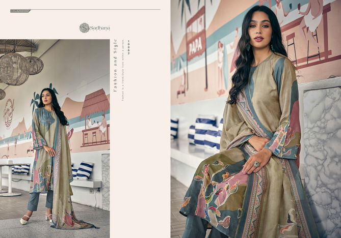 Anahat By Sadhana Muslin Silk Digital Printed Dress Material Wholesale Shop In Surat